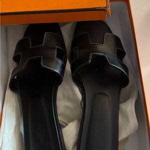 Hermes Black Sandals